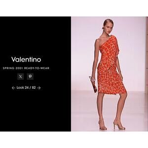 ARCHIVE Valentino Spring 2001 RTW Red Print Dress Sz 6 – Runway Look 24